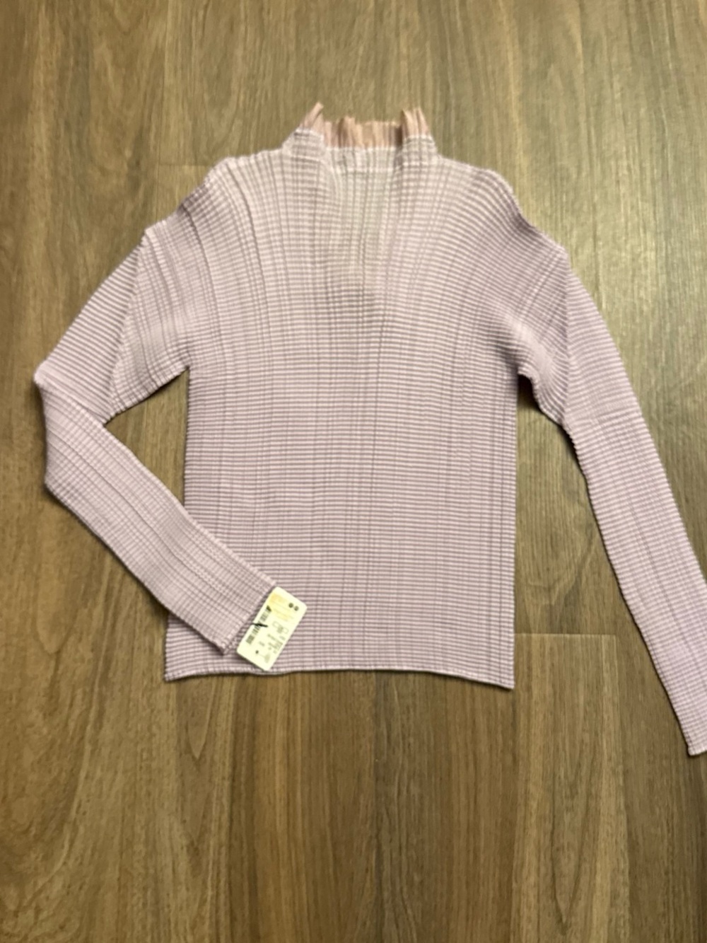 NWT issey Miyake Ruffle V-Neck Long Sleeve Top lavender size 3 - Picture 6 of 7